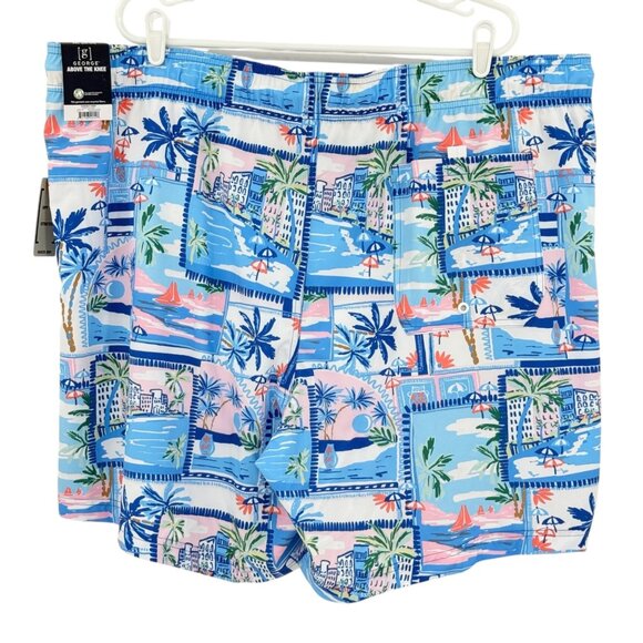 George Men's Stretch Above The Knee Novelty UPF 50 White Postcard Shorts 3XL NWT - Picture 2 of 12